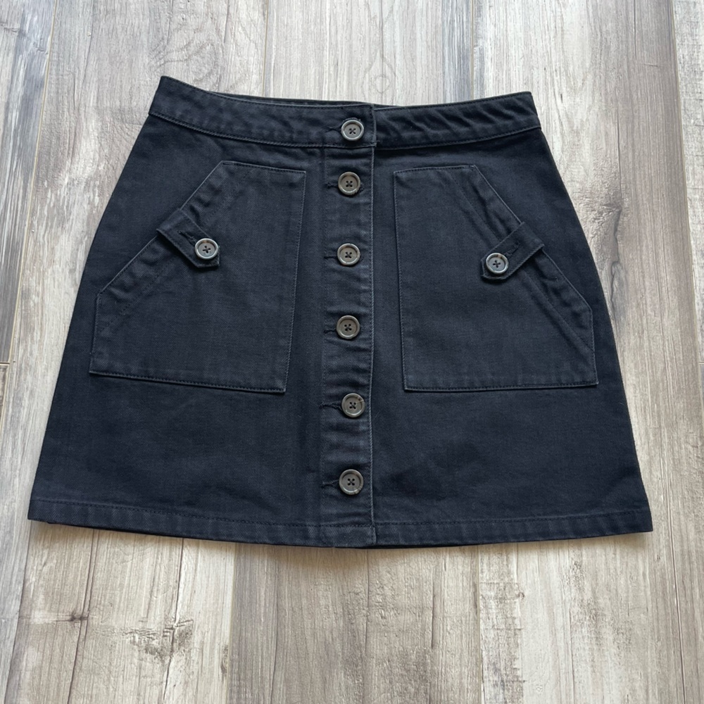 Forever 21 Button Up Black Denim Jean Skirt